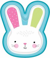 Feestborden Pasen junior wit/blauw 24,1 x 27,9 cm 8 stuks