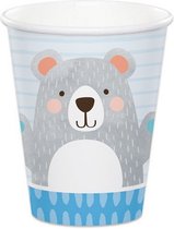 bekers Birthday Bear 266 ml karton blauw 8 stuks