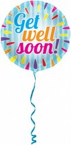 folieballon Get Well Soon! 45 cm lichtblauw