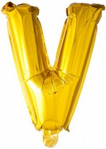 folieballon letter V 102 cm goud