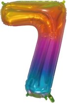 folieballon nummer 7 66 centimeter regenboog