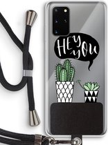 Case Company® - Samsung Galaxy S20 Plus hoesje met Koord - Hey you cactus - Telefoonhoesje met Zwart Koord - Bescherming aan alle Kanten en Over de Schermrand