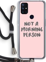 Case Company® - OnePlus Nord N10 5G hoesje met Koord - Morning person - Telefoonhoesje met Zwart Koord - Bescherming aan alle Kanten en Over de Schermrand