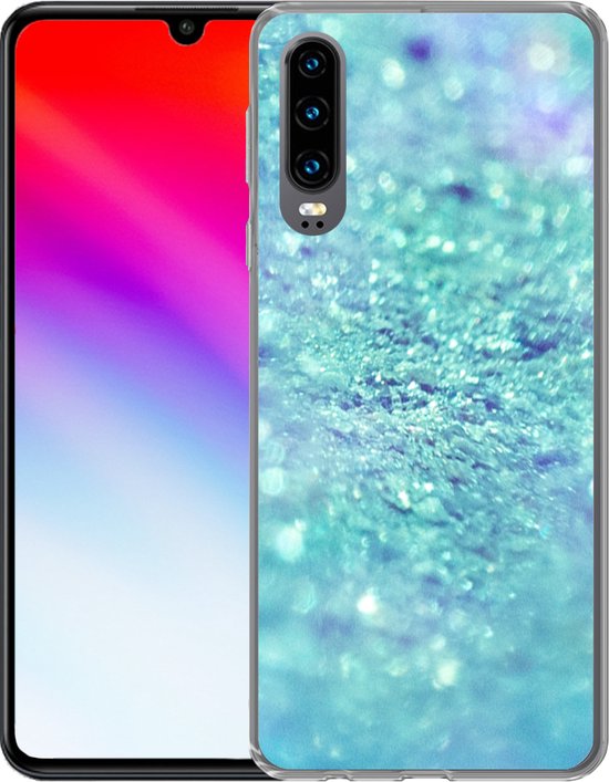 Telefoonhoesje Geschikt voor Huawei P30 hoesje - Blauw - Licht - Abstract - Siliconen Telefoonhoesje Telefoonhoesje
