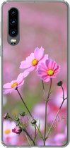 Geschikt voor Huawei P30 hoesje - Bloemen - Buiten - Roze - Siliconen Telefoonhoesje
