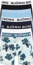 Björn Borg boxershorts Essential (5-pack) - heren boxers normale lengte - zwart - wit - blauw en print -  Maat: M