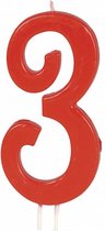 verjaardagskaars 3 jaar 12 cm wax rood