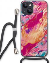 Case Company® - iPhone 13 hoesje met Koord - Pastel Echoes - Telefoonhoesje met Zwart Koord - Extra Bescherming aan alle Kanten en Over de Schermrand