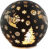 ornament kerstbol led 12 cm glas mat zwart