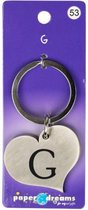 sleutelhanger hart letter G 10 x 4 cm staal zilver