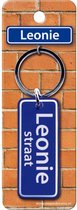 sleutelhanger straatnaam Leonie 9 cm staal blauw