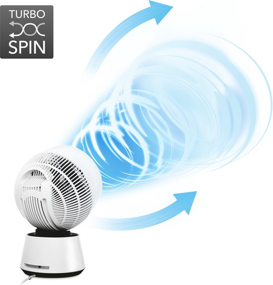 TROTEC 360° turbo ventilator TVE 100 met 32 snelheden, 3 modi, 12-uurs timer, draaggreep, stille werking