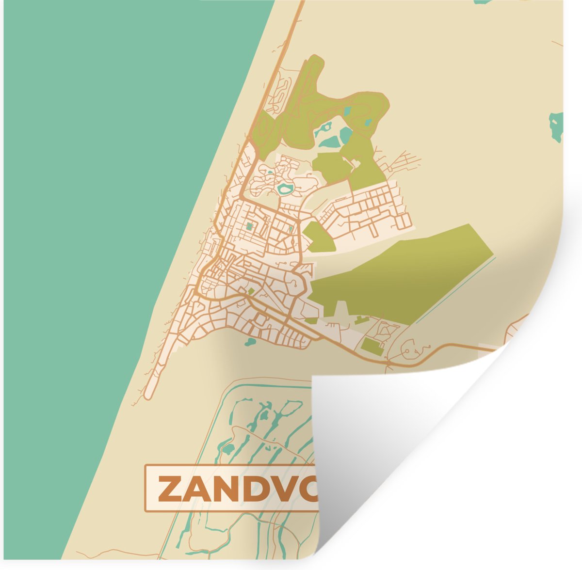 Muurstickers - Sticker Folie - Zandvoort - Kaart - Plattegrond - Stadskaart - 30x30 cm - P