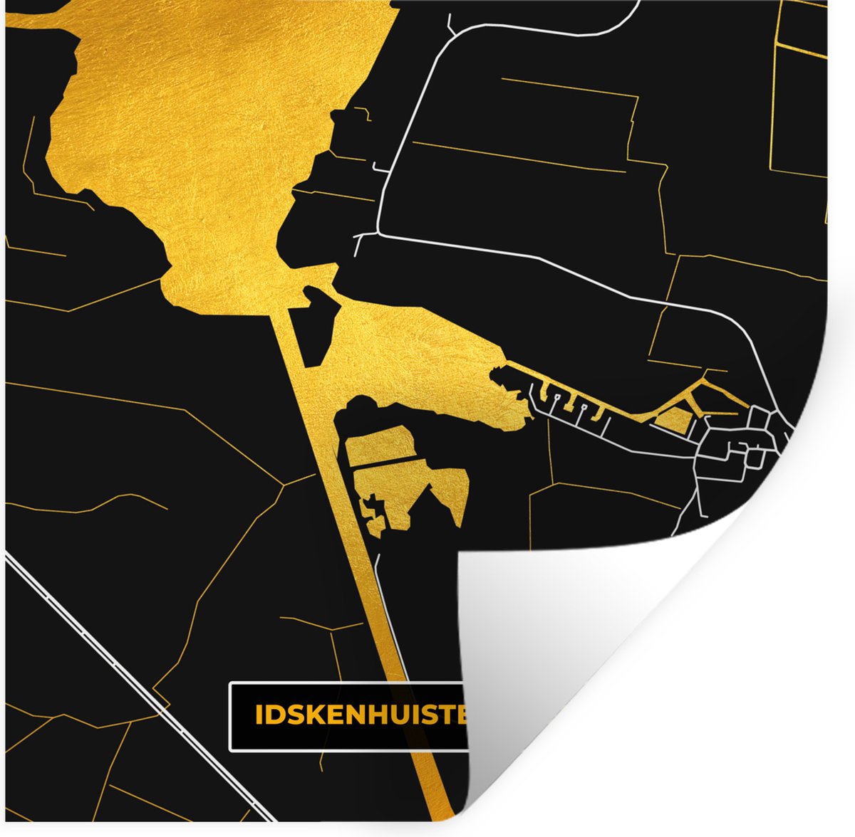 Muurstickers - Sticker Folie - Kaart - Plattegrond - Stadskaart - Idskenhuistermeer - Goud