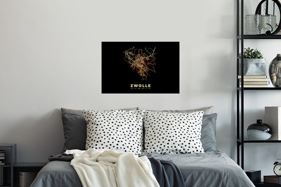 Stickers Stickers muraux - Zwolle - Plan de la ville - Carte - Carte - 60x40 cm - Feuille adhésive