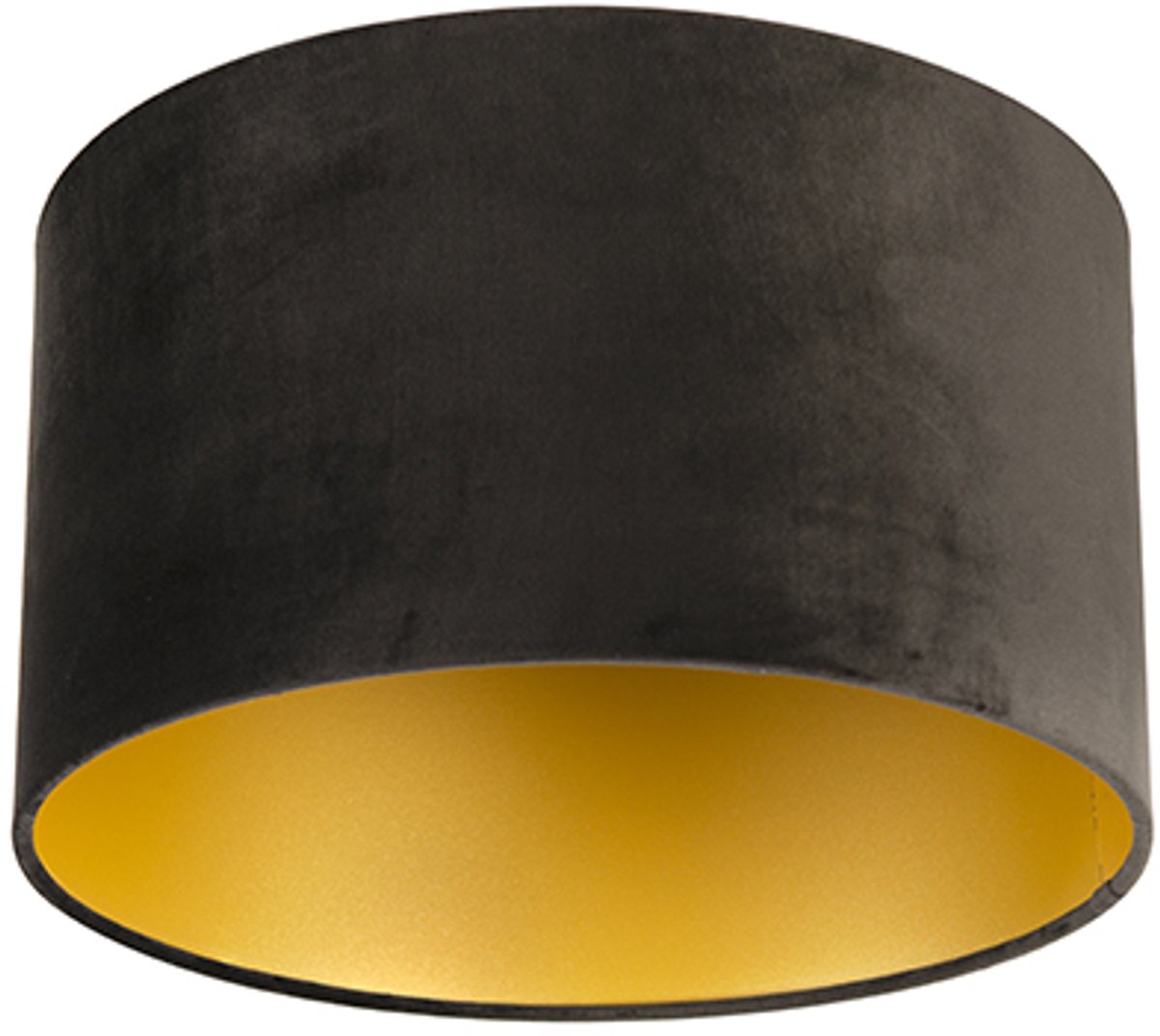 QAZQA cilinder velours - Moderne Lampenkap - Ø 350 mm - Zwart Goud -