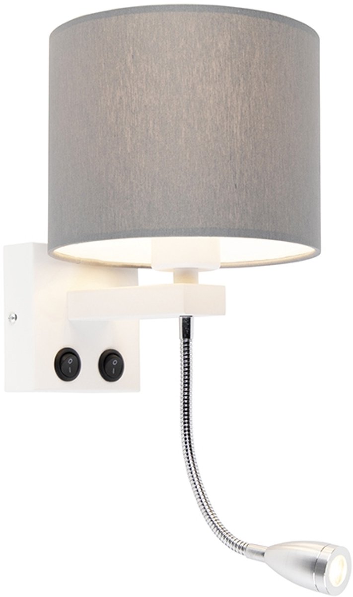 Qazqa moderne wandlamp - Brescia Combi - grijs, rond, max. 60W, geschikt voor led, 2-lichts, 42cm, ideaal als keuken, slaapkamer en woonkamer lamp