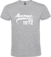 Grijs T-shirt ‘Awesome Sinds 1972’ Wit Maat S
