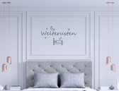 Stickerheld - Muursticker Slaap lekker met bed - Slaapkamer - Droom zacht - Sterren en maan - Nederlandse Teksten - Mat Donkergrijs - 41.3x75.2cm