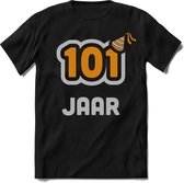 101 Jaar Feest kado T-Shirt Heren / Dames - Perfect Verjaardag Cadeau Shirt - Goud / Zilver - Maat 3XL