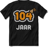 104 Jaar Feest kado T-Shirt Heren / Dames - Perfect Verjaardag Cadeau Shirt - Goud / Zilver - Maat L