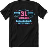 31 Jaar Legend - Feest kado T-Shirt Heren / Dames - Licht Blauw / Licht Roze - Perfect Verjaardag Cadeau Shirt - grappige Spreuken, Zinnen en Teksten. Maat S