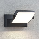Lindby - LED wandlamp buiten - 1licht - aluminium, kunststof - H: 10.5 cm - donkergrijs, wit gesatineerd - Inclusief lichtbron