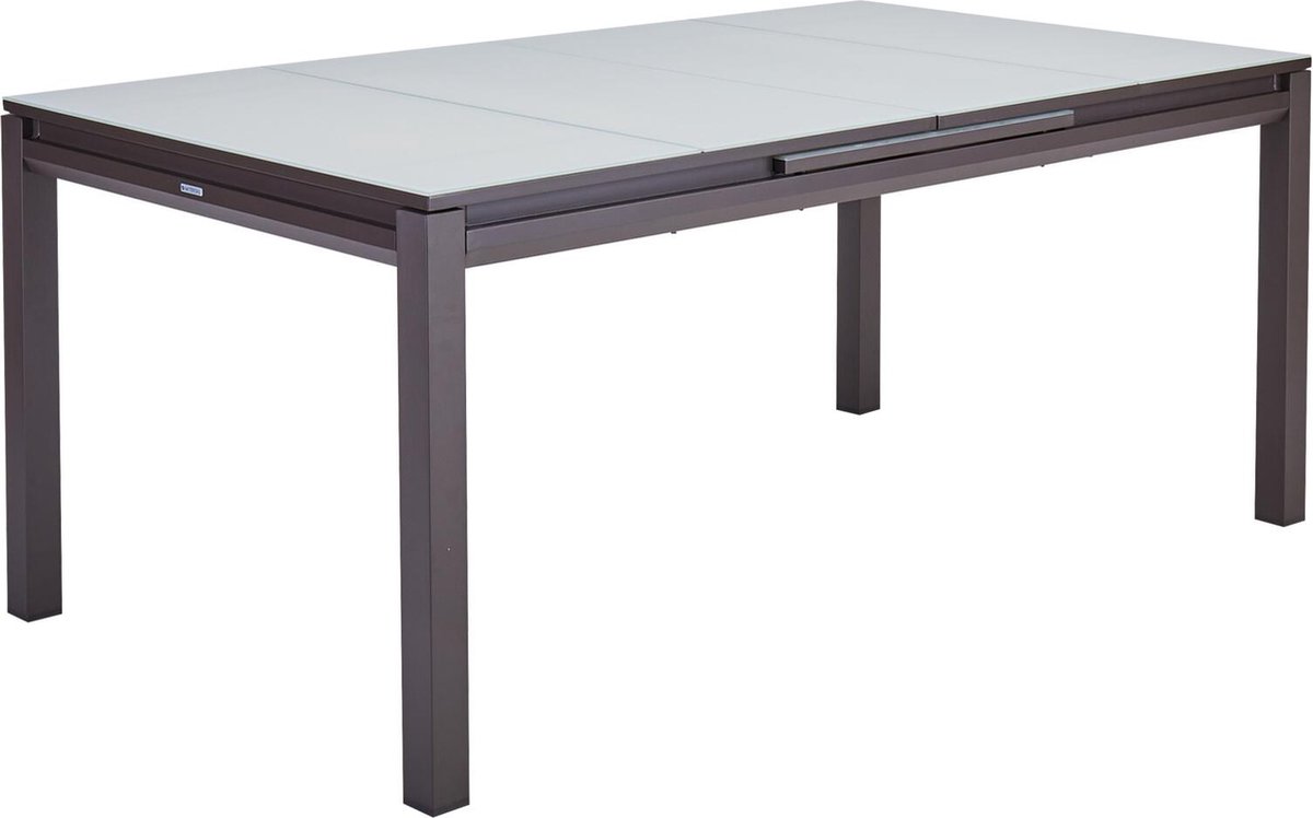 NATERIAL - uitschuifbare tuintafel ODYSSEA - uitschuifbare tafel voor 6 tot 8 personen - 180/240x100cm - eettafel - met glazen blad - aluminium - moka