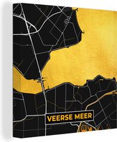 Canvas Schilderij Kaart - Plattegrond - Stadskaart - Nederland - Veerse Meer - 50x50 cm - Wanddecoratie
