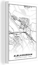 Canvas Schilderij Plattegrond - Alblasserdam - Kaart - Stadskaart - 80x120 cm - Wanddecoratie