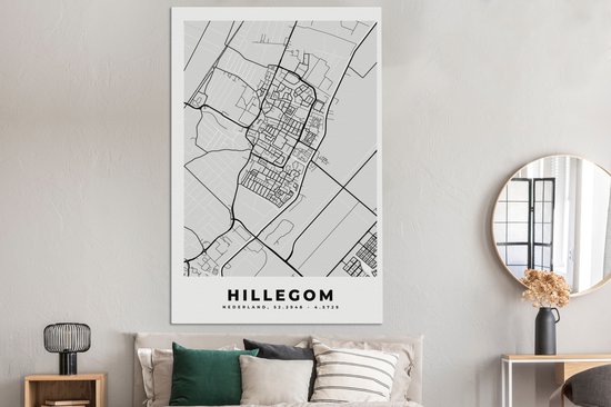 Tableau sur Toile City Map - Hillegom - Map - Map - 120x180 cm - Décoration murale XXL