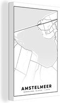 Canvas Schilderij Amstelmeer - Kaart - Plattegrond - Stadskaart - Nederland - 20x30 cm - Wanddecoratie