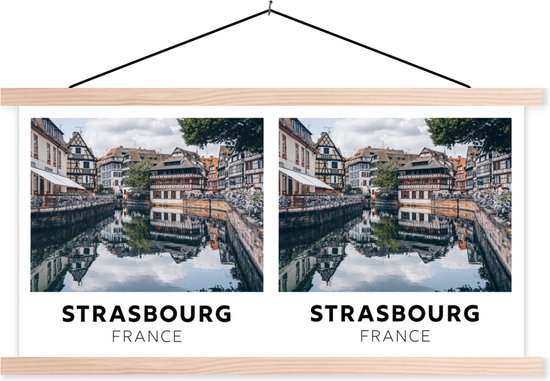 Porte-affiche avec affiche - Affiche scolaire - France - Water - Maisons - 120x60 cm - Lattes vierges