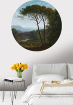 Behangcirkel Italiaans landschap pijnbomen | ⌀ 120 cm | Wandecoratie | Wandcirkel