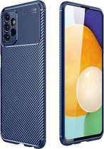 Samsung Galaxy A13 Hoesje Siliconen Carbon TPU Back Cover Blauw