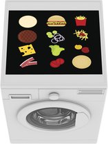 Wasmachine beschermer mat - Ingrediënten voor een hamburger - Breedte 55 cm x hoogte 45 cm