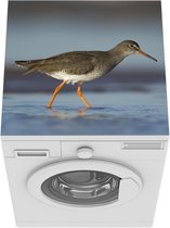 Wasmachine beschermer mat - Een tureluur lopend in ondiep water - Breedte 60 cm x hoogte 60 cm