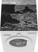 Wasmachine beschermer mat - Rocks at Port-Coton in zwart wit - Schilderij van Claude Monet - Breedte 60 cm x hoogte 60 cm