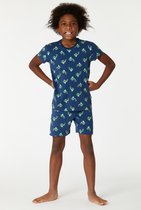 Woody pyjama jongens/heren - blauw - krokodil all-over print - 221-1-PZA-Z/998 - maat 140