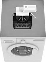 Wasmachine beschermer mat - Illustratie van de schrijfmachine - zwart wit - Breedte 60 cm x hoogte 60 cm