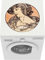 Wasmachine beschermer mat - Vrouw - Art nouveau - Pastel - Breedte 60 cm x hoogte 60 cm