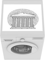 Wasmachine beschermer mat - Een cartoon illustratie van Het Parthenon - zwart wit - Breedte 55 cm x hoogte 45 cm