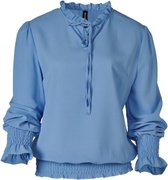 Dames top lm ruffle met strik - pastel blauw | Maat 2XL