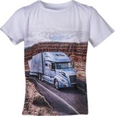 Jongens shirt korte mouwen wit met vrachtwagen - Vader-zoon T-Shirt | Maat 128/ 8Y