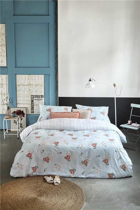 Walra Dekbedovertrek Red Roses - 200x220 - 100% Katoen (BCI) - Blauw van Merkloos — afbeelding 4