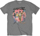 Gorillaz Heren Tshirt -S- Group Circle Rise Grijs