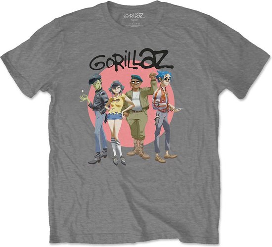 Gorillaz - Group Circle Rise Heren Tshirt - S - Grijs