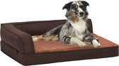 Hondenbed ergonomisch linnen-look 60x42 cm fleece bruin