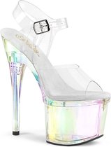Pleaser Sandaal met enkelband, Paaldans schoenen -35 Shoes- ESTEEM-708RBP US 5 Transparant/Multicolours