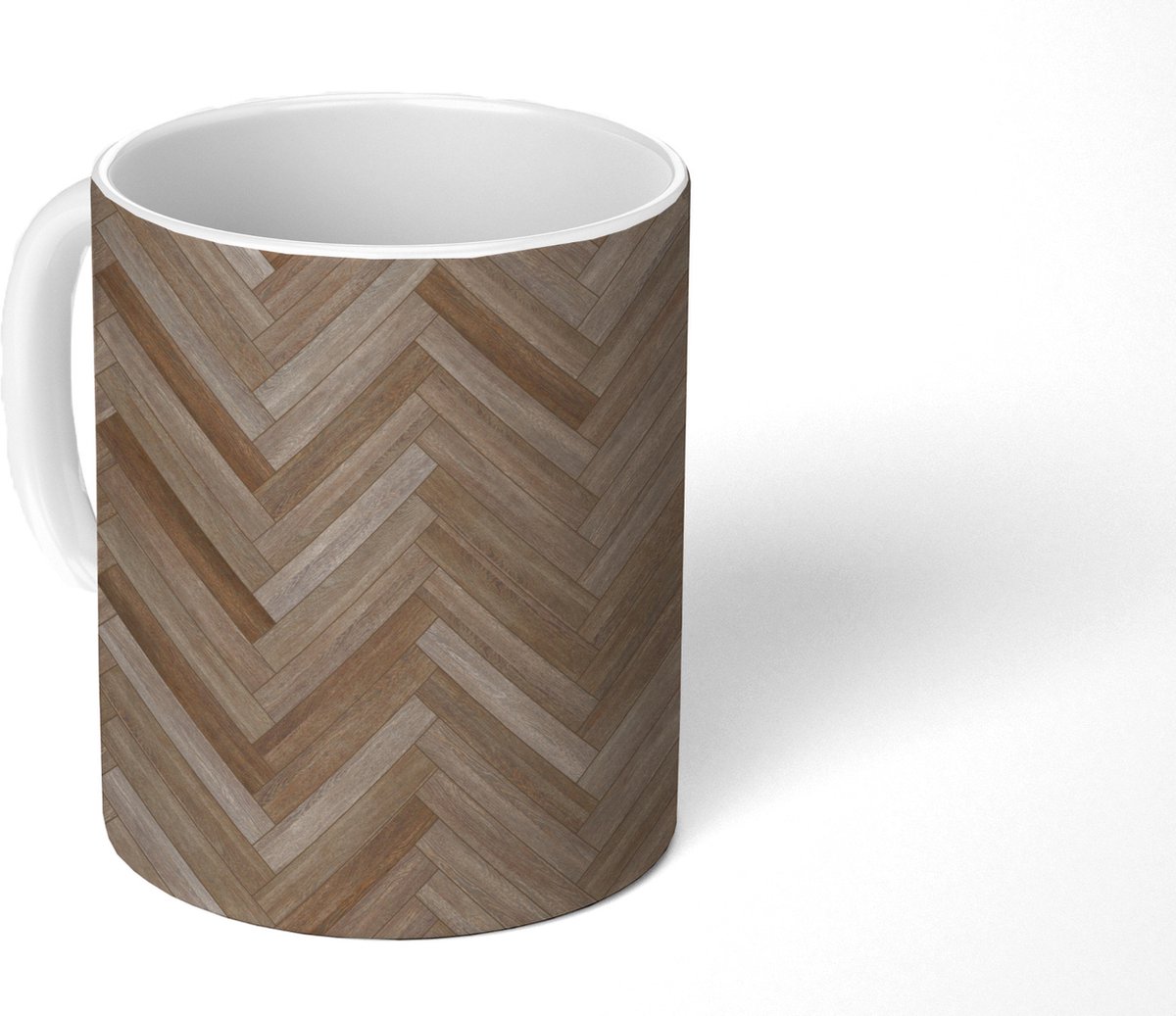 Mok - Patronen - Hout - Bruin - Mokken - 350 ML - Beker - Uitdeelcadeautjes